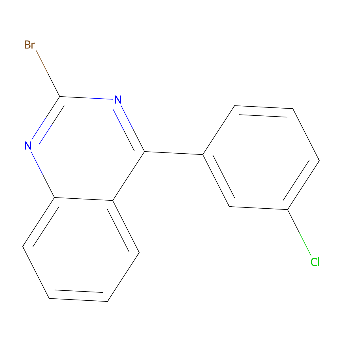 2-Bromo-4-(3-chlorophenyl)quinazoline molecular structure, CAS 1264036-40-9