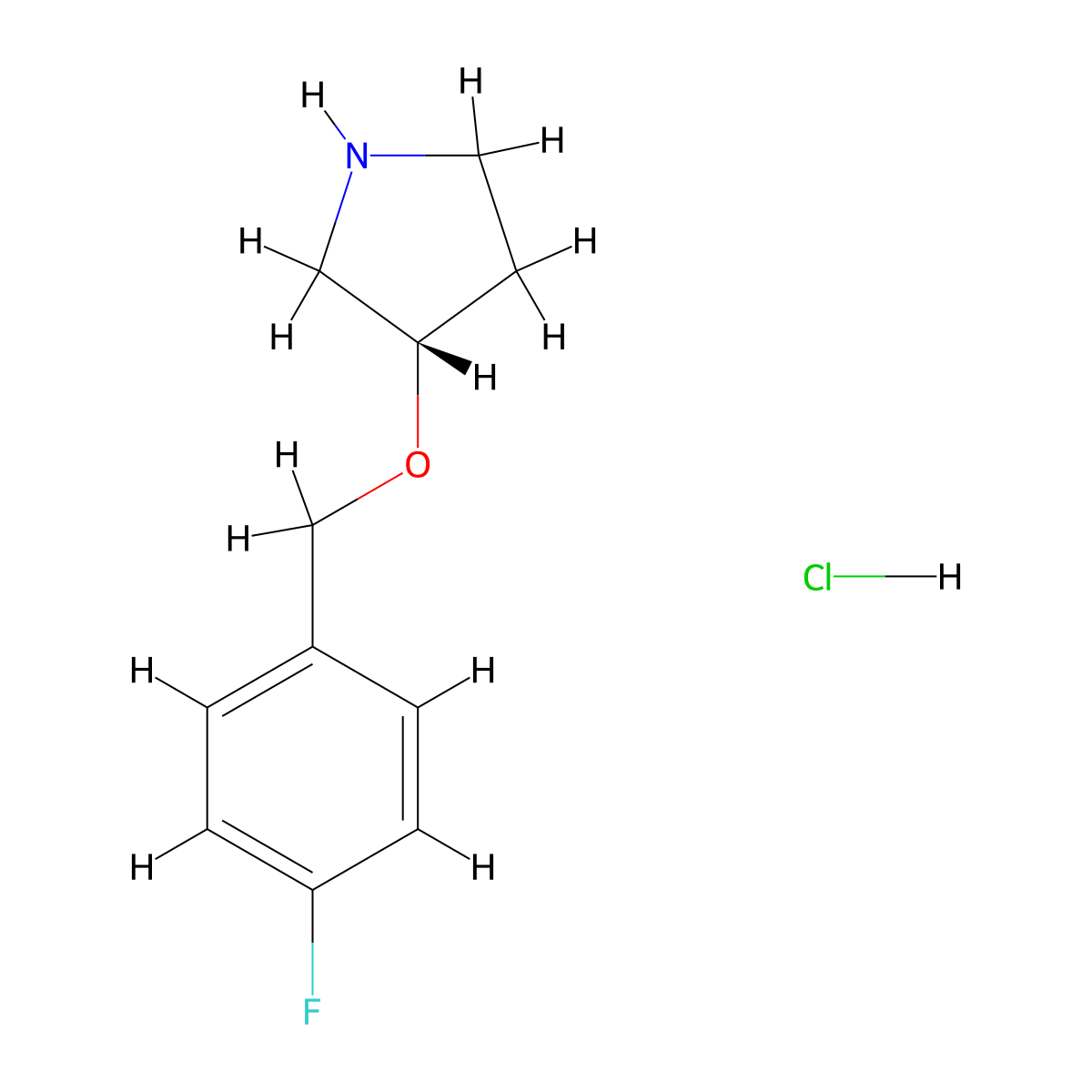 (S)-3-(4-Fluoro-benzyloxy)-pyrrolidine hydrochloride molecular structure, CAS 1264036-71-6