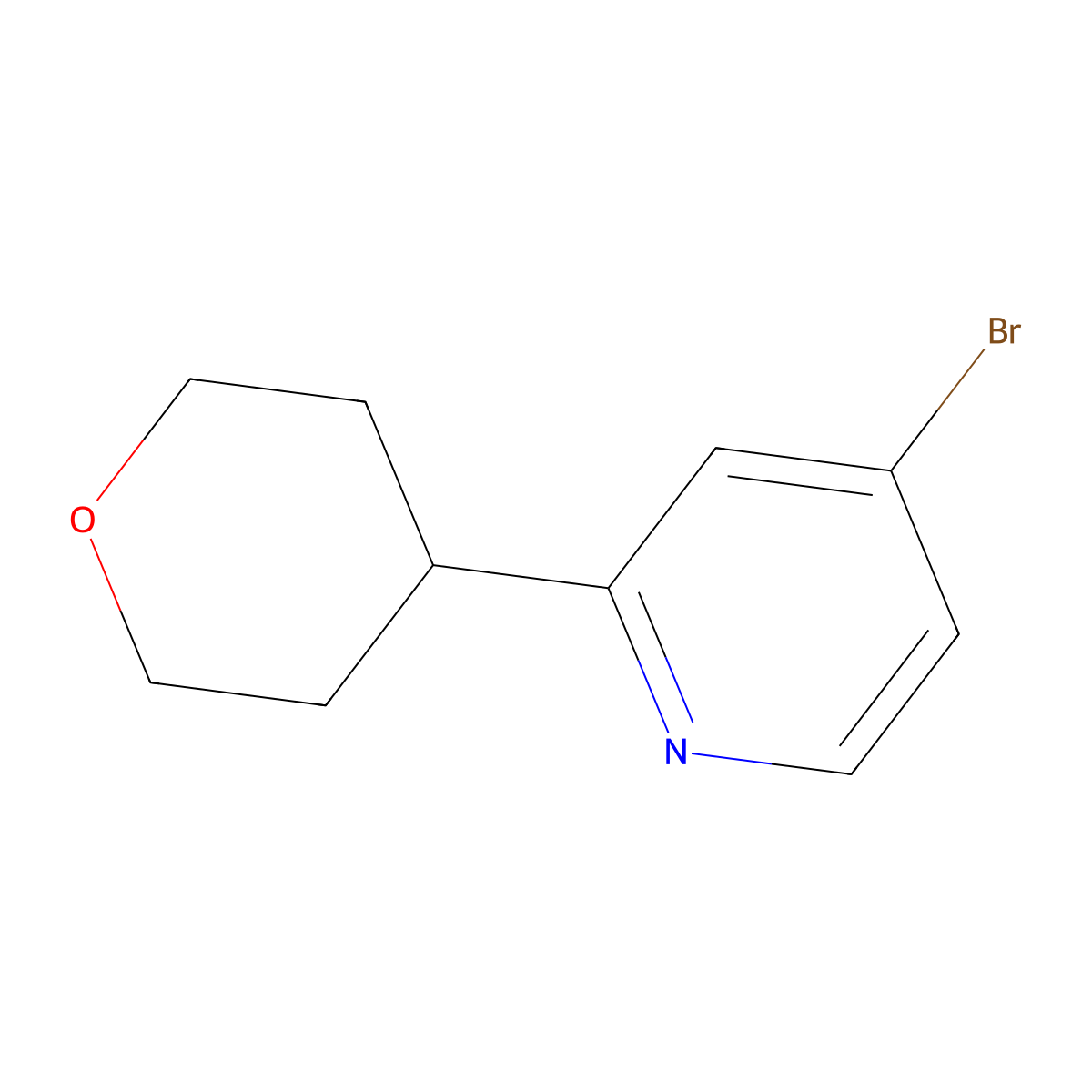 4-Bromo-2-(oxan-4-yl)pyridine molecular structure, CAS 1264037-29-7