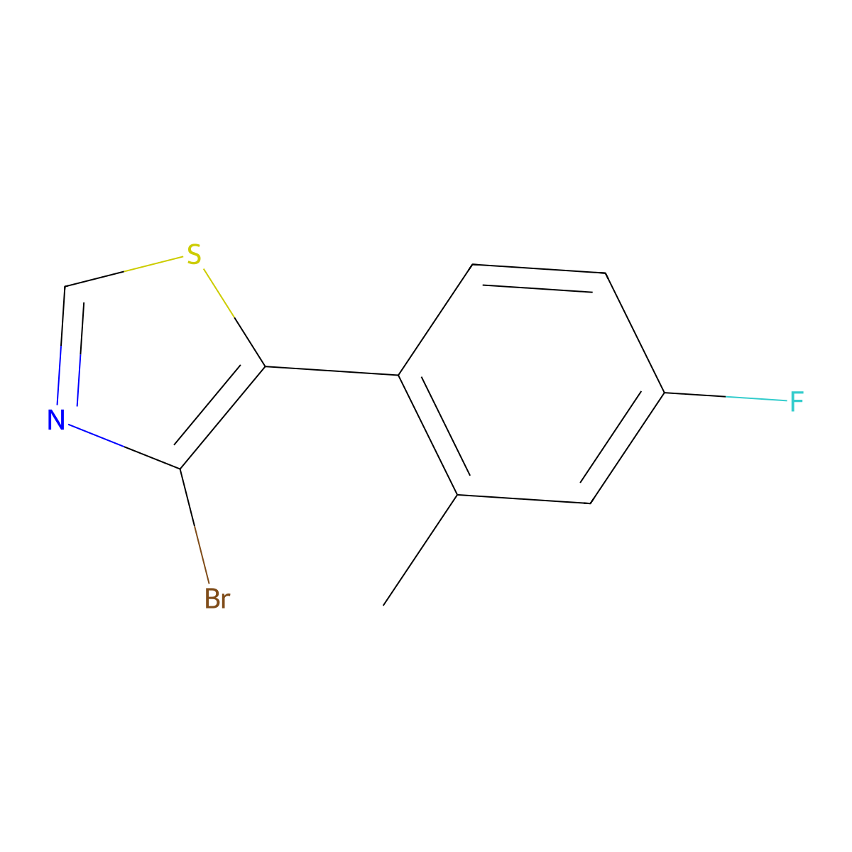 4-Bromo-5-(4-fluoro-2-methylphenyl)thiazole molecular structure, CAS 1264037-91-3