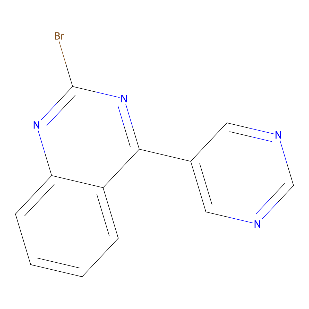 2-Bromo-4-(5-pyrimidyl)quinazoline molecular structure, CAS 1264038-15-4