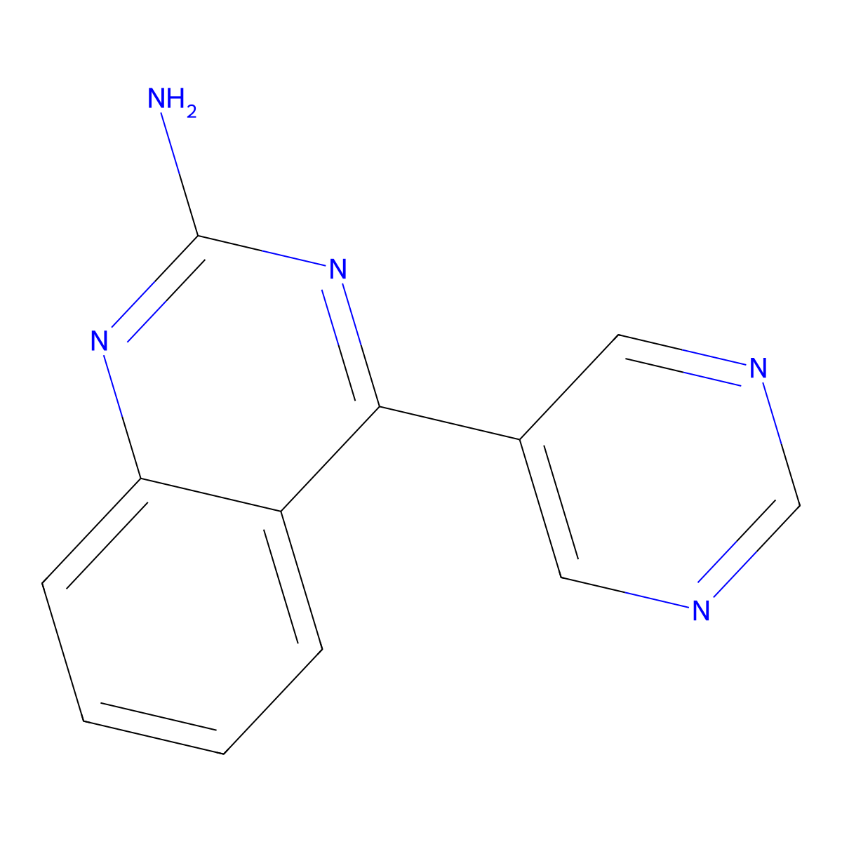 2-Amino-4-(5-pyrimidyl)quinazoline molecular structure, CAS 1264038-28-9