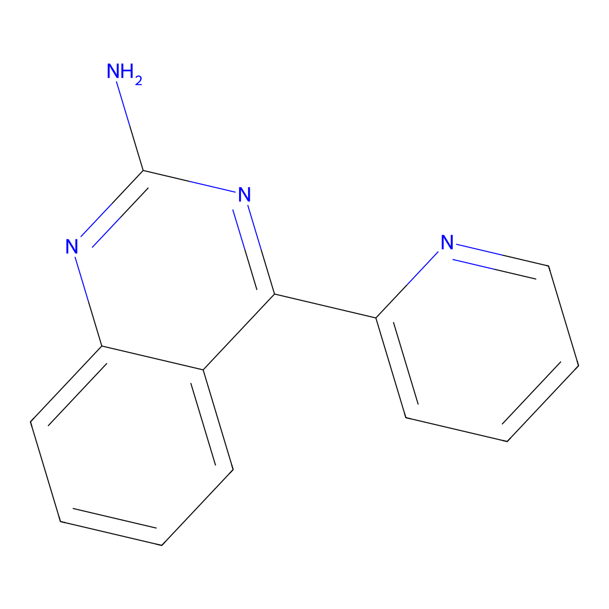 2-Amino-4-(2-pyridyl)quinazoline molecular structure, CAS 1264038-59-6