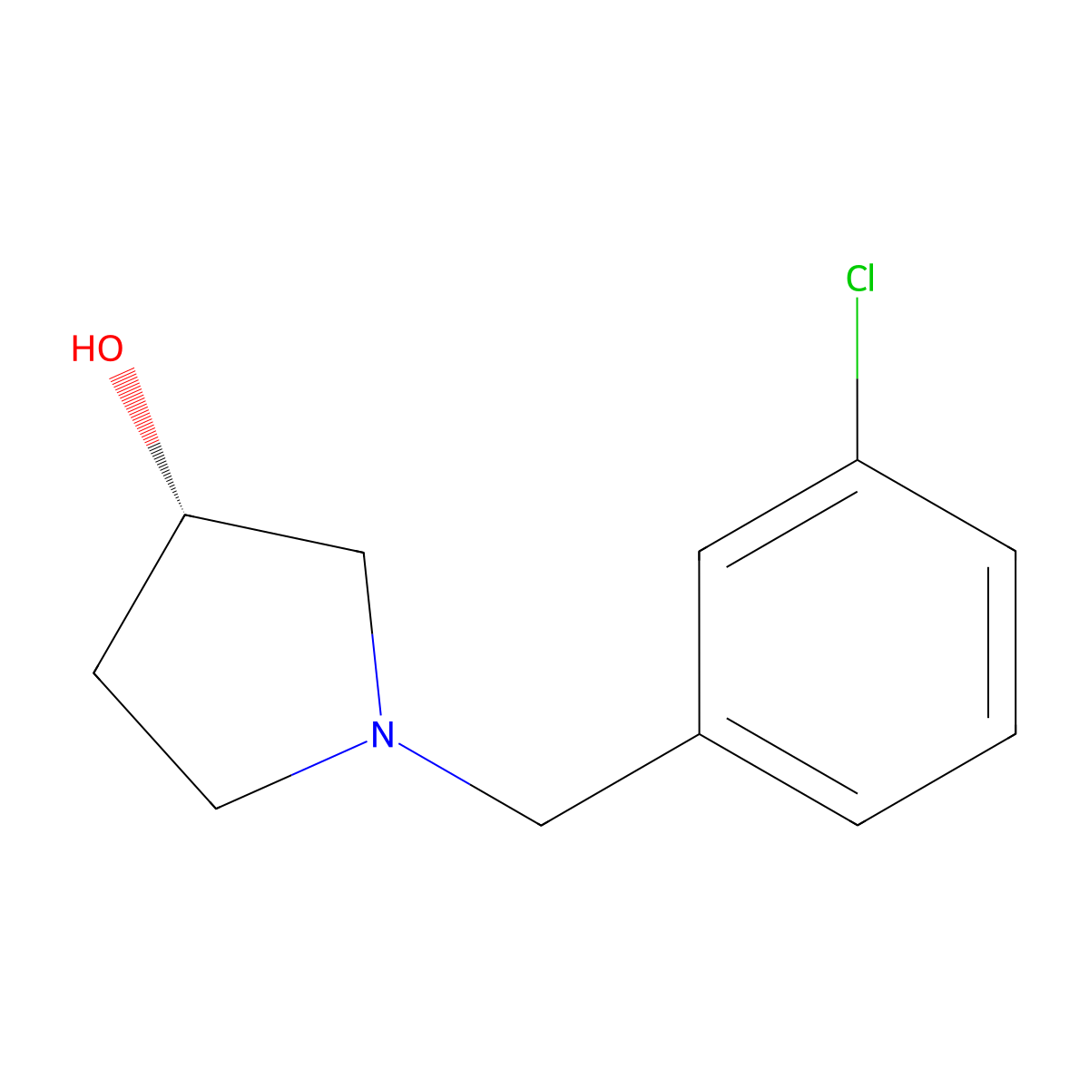 (S)-1-(3-Chloro-benzyl)-pyrrolidin-3-ol molecular structure, CAS 1264038-70-1