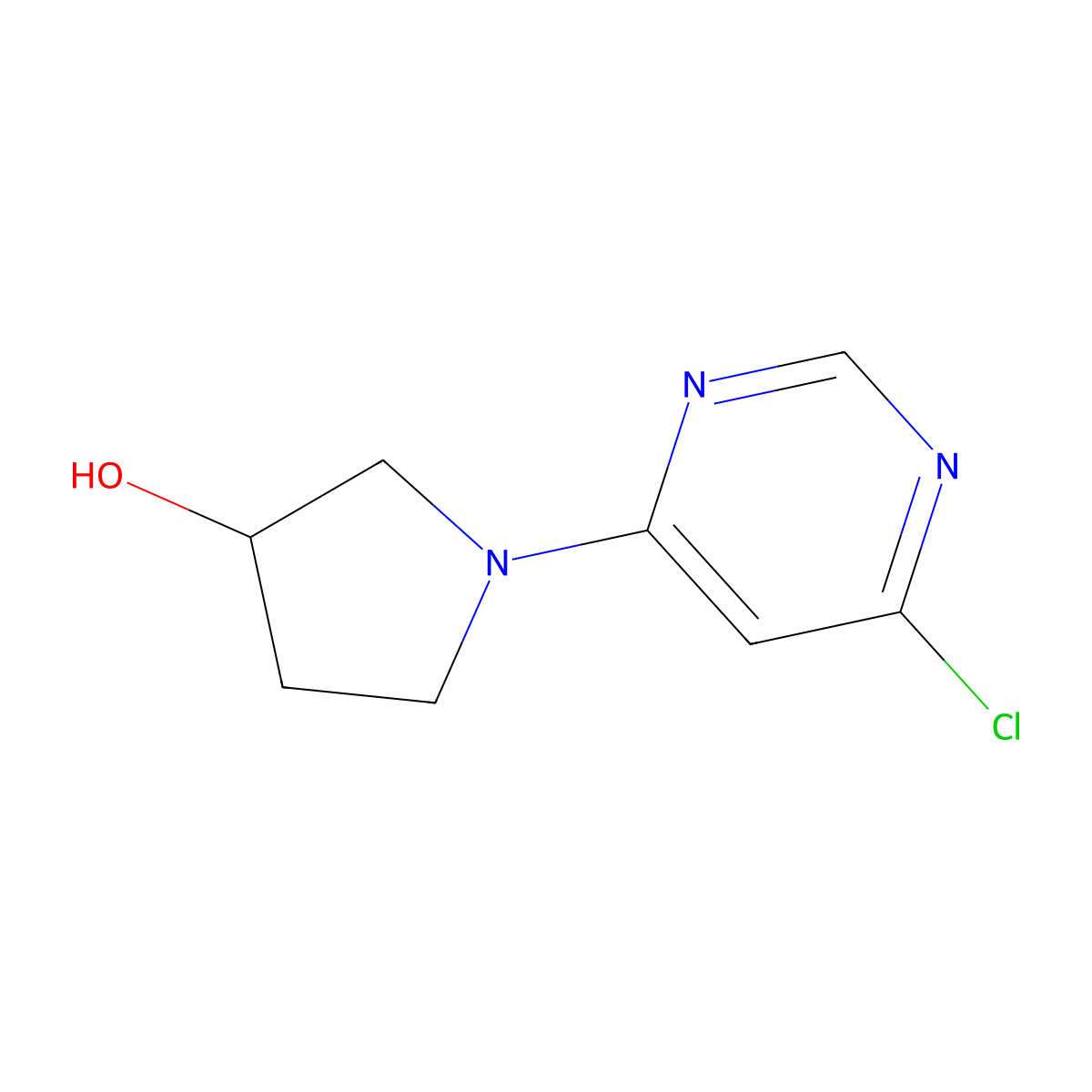 (3R)-1-(6-chloropyrimidin-4-yl)pyrrolidin-3-ol molecular structure, CAS 1264038-82-5