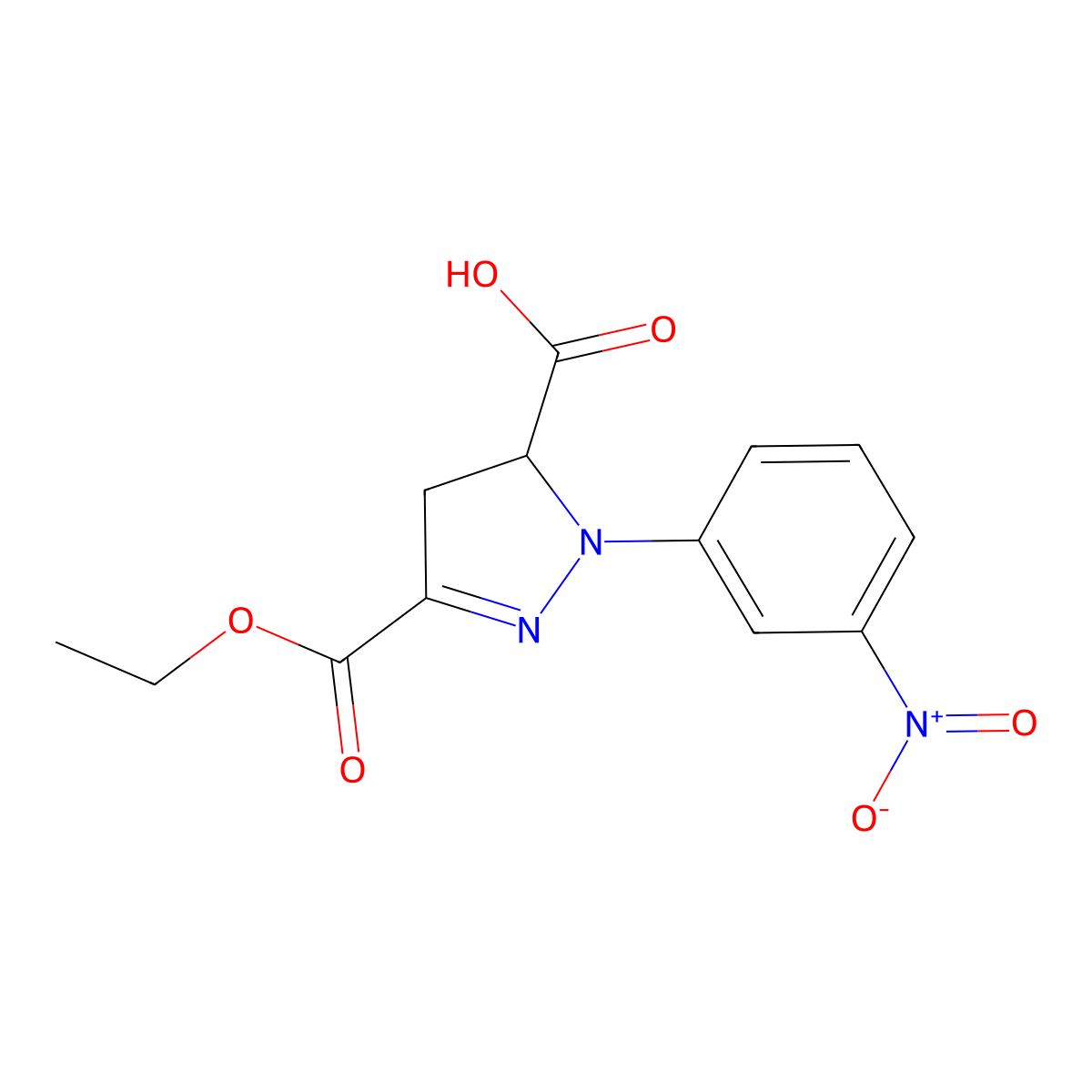 3-(Ethoxycarbonyl)-1-(3-nitrophenyl)-4,5-dihydro-1H-pyrazole-5-carboxylic acid molecular structure, CAS 1264039-14-6