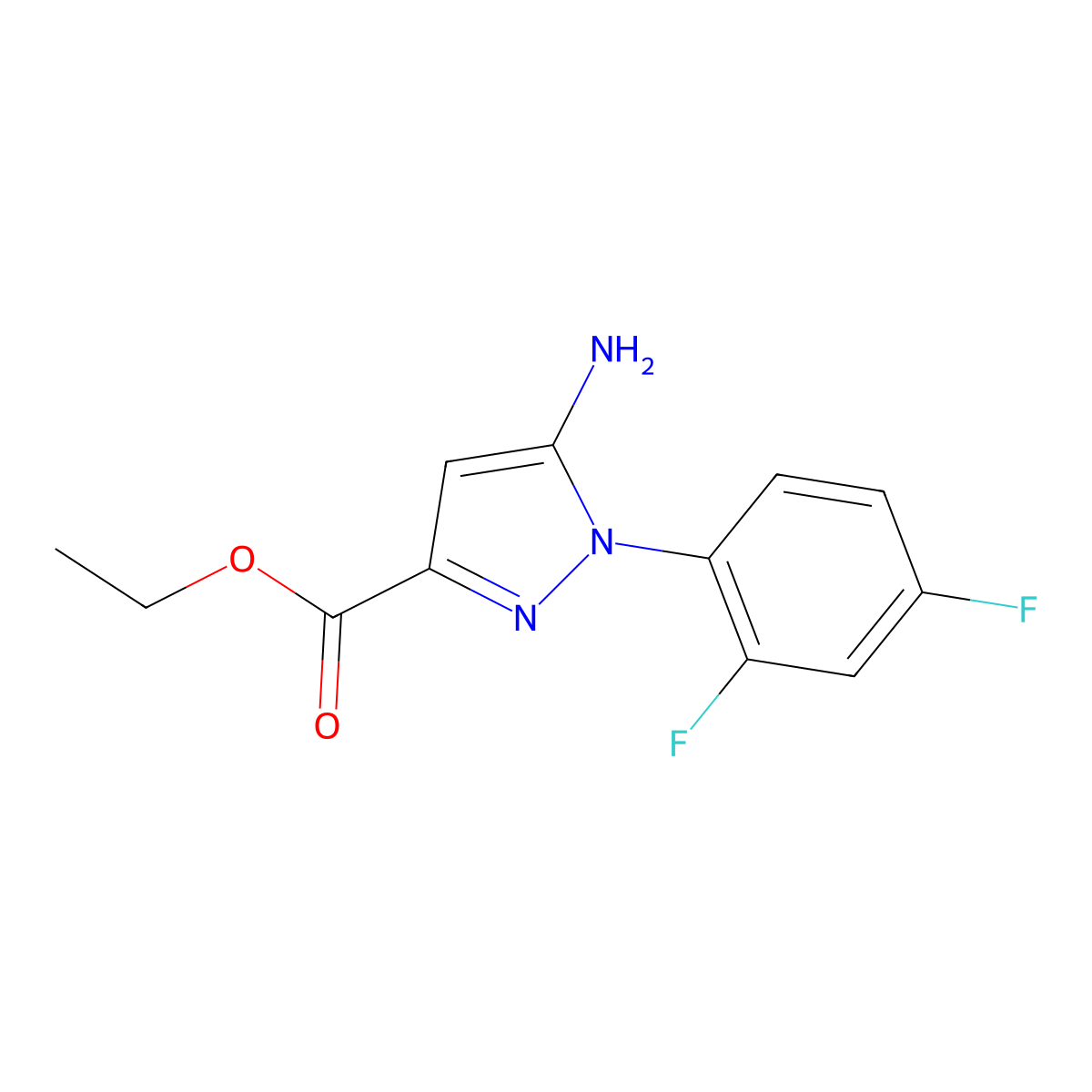 Ethyl 5-amino-1-(2,4-difluorophenyl)-1H-pyrazole-3-carboxylate molecular structure, CAS 1264039-33-9