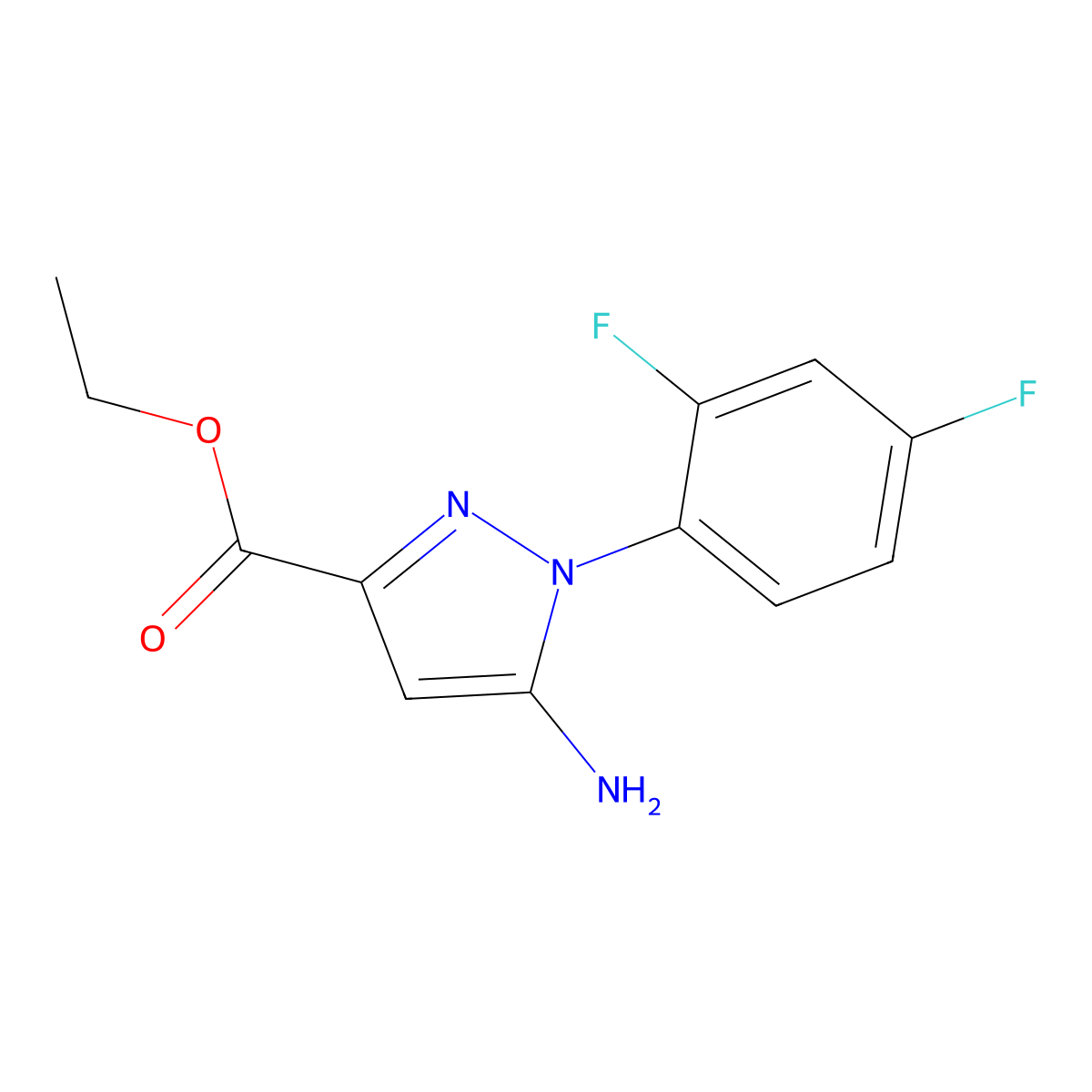 Ethyl 5-amino-1-(2,4-difluorophenyl)-1H-pyrazole-3-carboxylate molecular structure, CAS 1264039-33-9