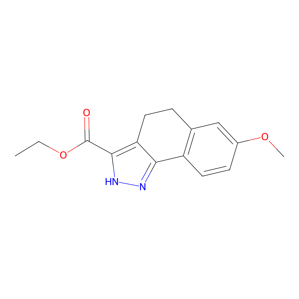 ethyl 7-methoxy-4,5-dihydro-2H-benzo[g]indazole-3-carboxylate molecular structure, CAS 1264039-47-5