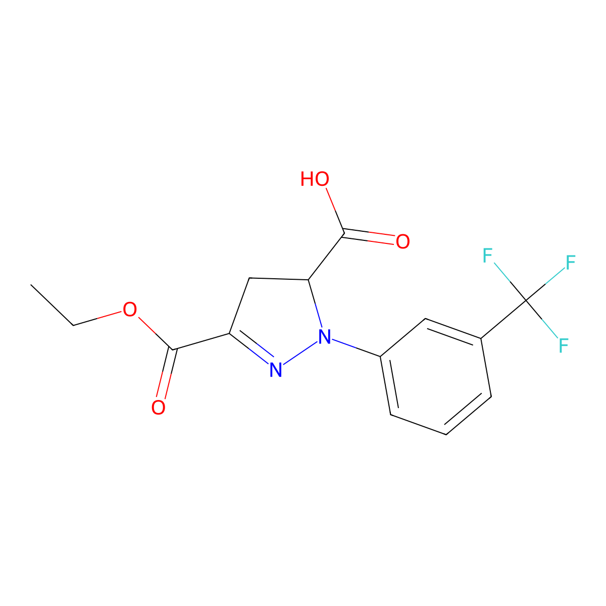 3-(Ethoxycarbonyl)-1-[3-(trifluoromethyl)phenyl]-4,5-dihydro-1H-pyrazole-5-carboxylic acid molecular structure, CAS 1264039-96-4