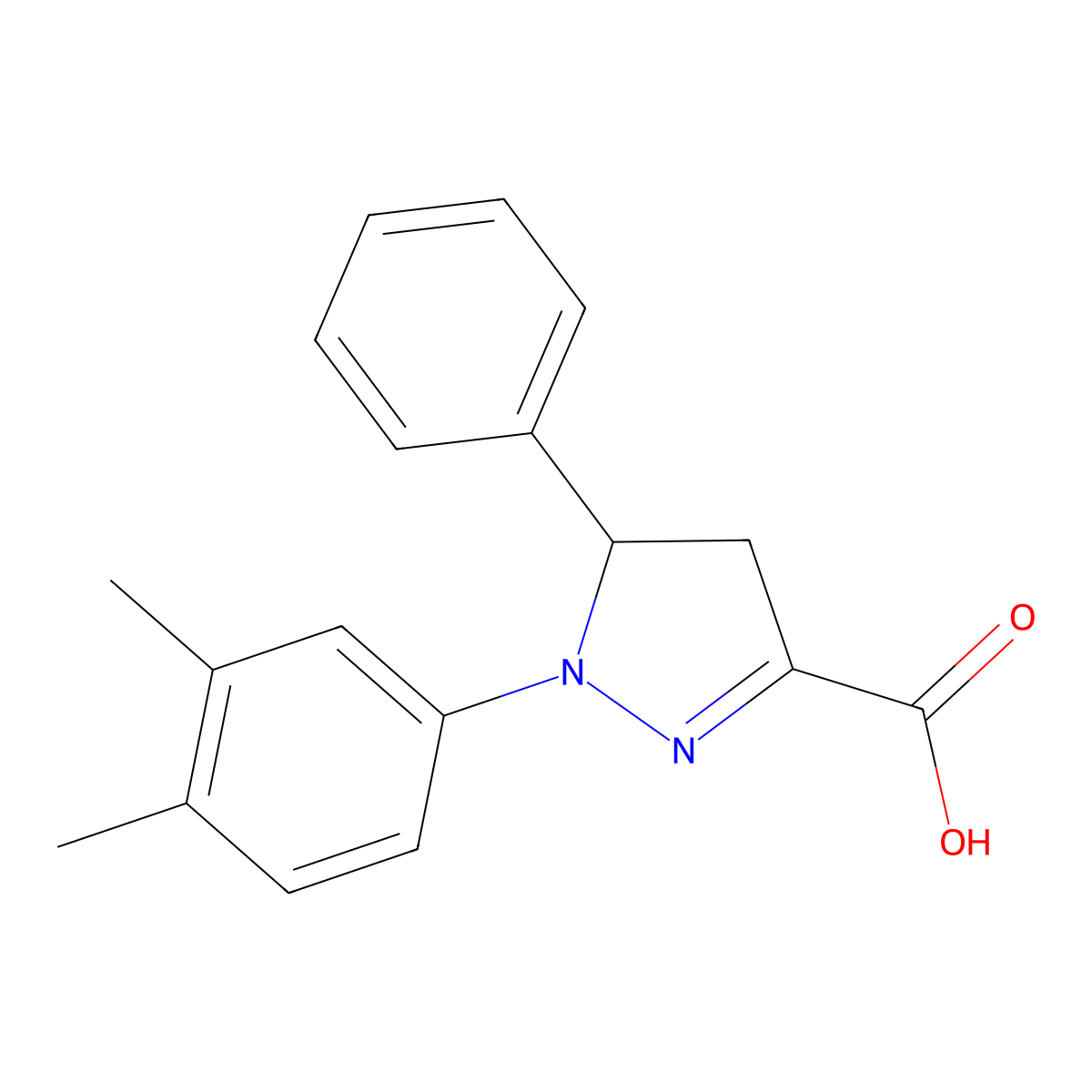 1-(3,4-Dimethylphenyl)-5-phenyl-4,5-dihydro-1H-pyrazole-3-carboxylic acid molecular structure, CAS 1264040-15-4