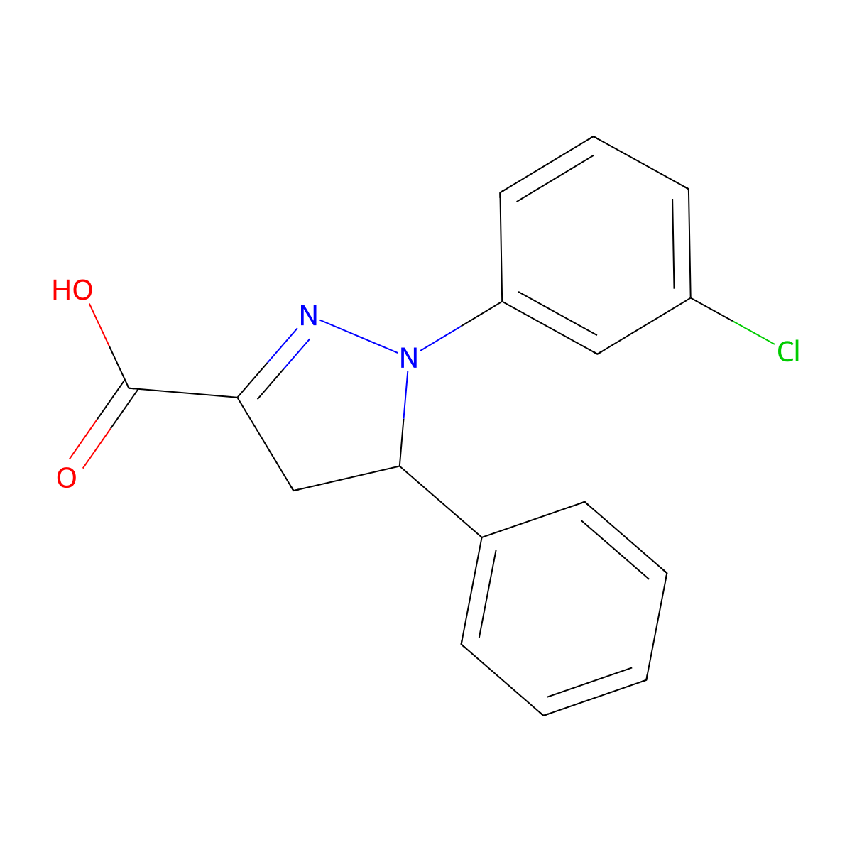 1-(3-Chlorophenyl)-5-phenyl-4,5-dihydro-1H-pyrazole-3-carboxylic acid molecular structure, CAS 1264041-01-1