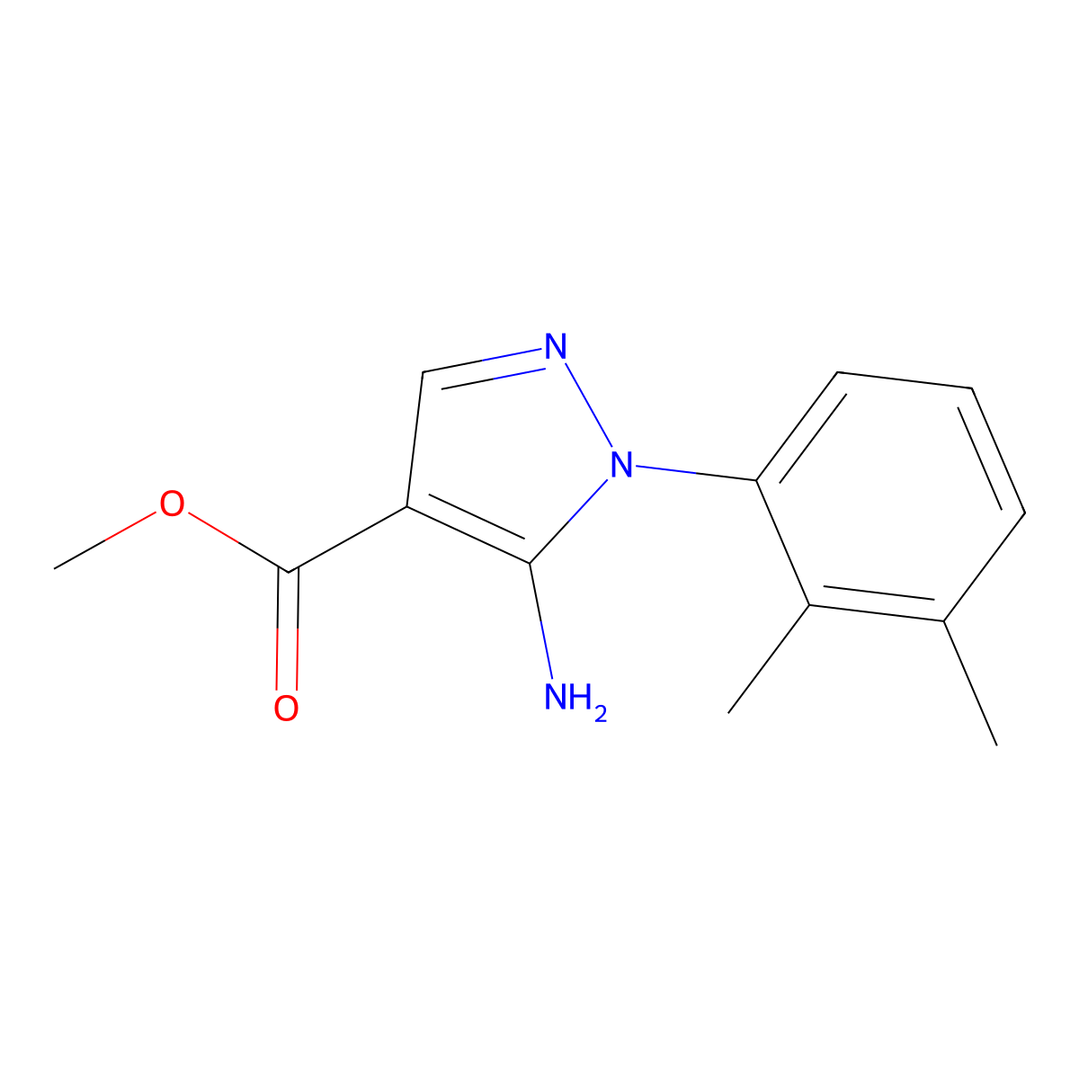 Methyl 5-amino-1-(2,3-dimethylphenyl)-1H-pyrazole-4-carboxylate molecular structure, CAS 1264041-10-2