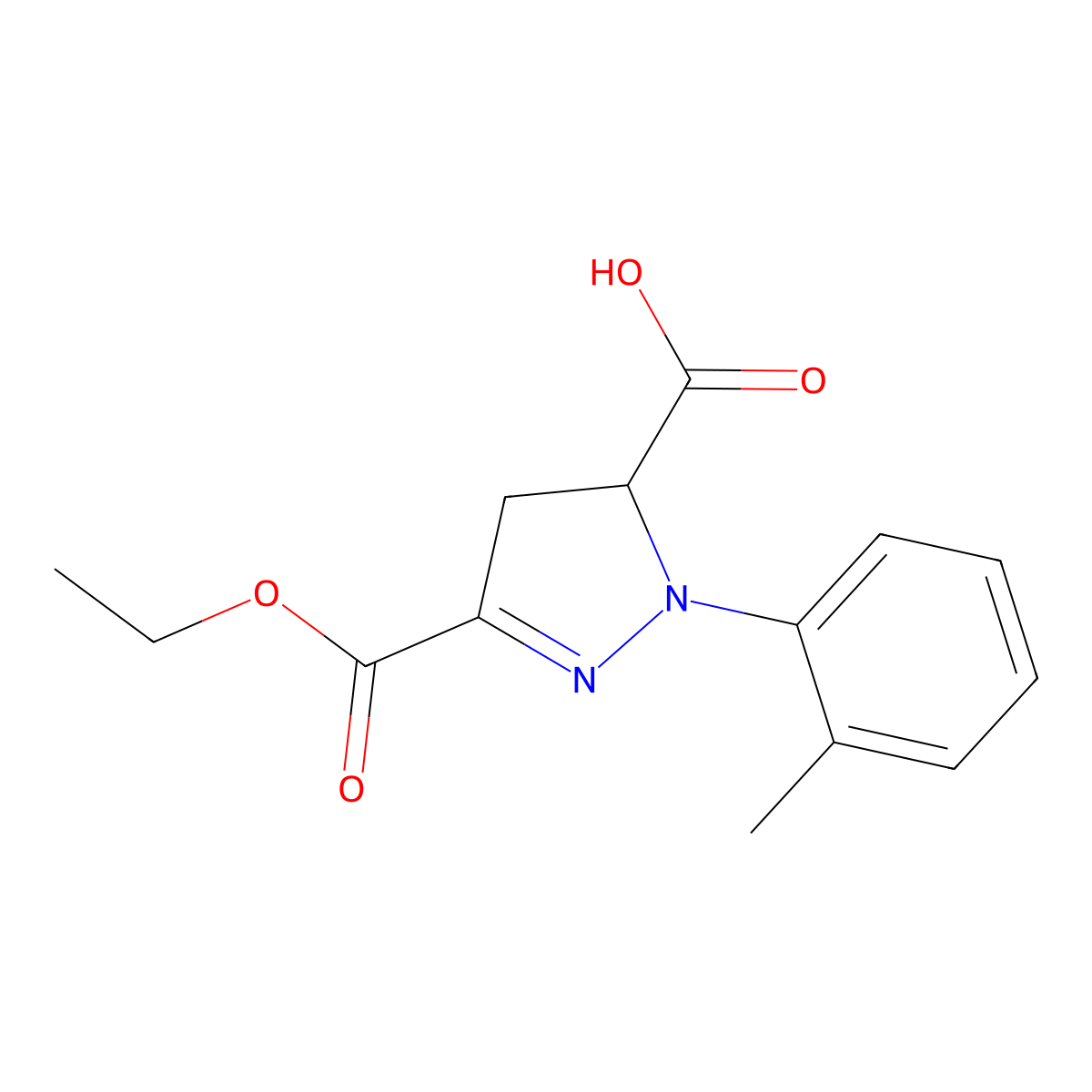 3-(Ethoxycarbonyl)-1-(2-methylphenyl)-4,5-dihydro-1H-pyrazole-5-carboxylic acid molecular structure, CAS 1264041-11-3