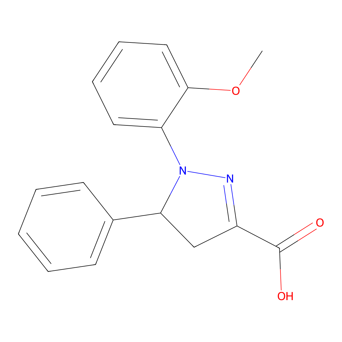 1-(2-Methoxyphenyl)-5-phenyl-4,5-dihydro-1H-pyrazole-3-carboxylic acid molecular structure, CAS 1264041-25-9