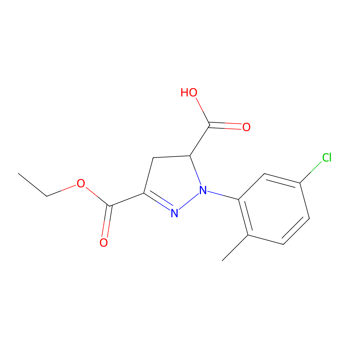 1-(5-Chloro-2-methylphenyl)-3-(ethoxycarbonyl)-4,5-dihydro-1H-pyrazole-5-carboxylic acid molecular structure, CAS 1264041-75-9