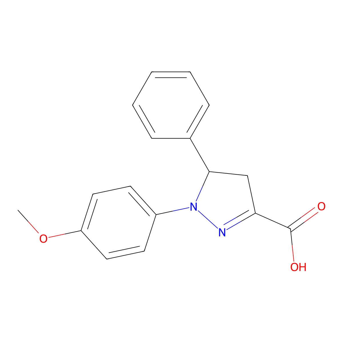 1-(4-Methoxyphenyl)-5-phenyl-4,5-dihydro-1H-pyrazole-3-carboxylic acid molecular structure, CAS 1264041-81-7