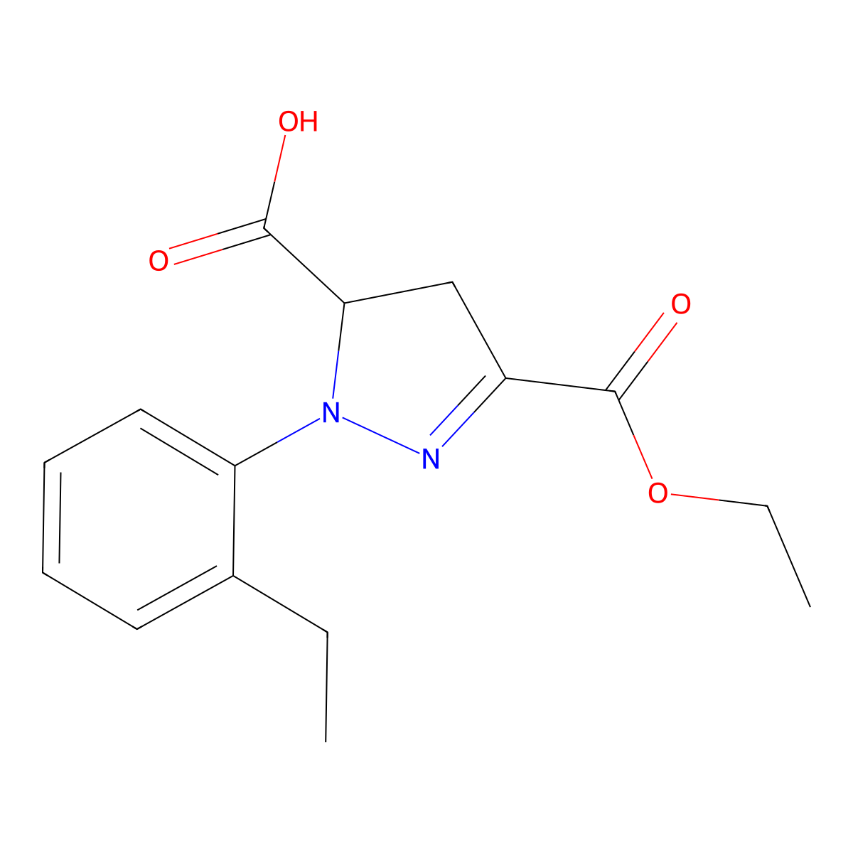 3-(Ethoxycarbonyl)-1-(2-ethylphenyl)-4,5-dihydro-1H-pyrazole-5-carboxylic acid molecular structure, CAS 1264041-87-3
