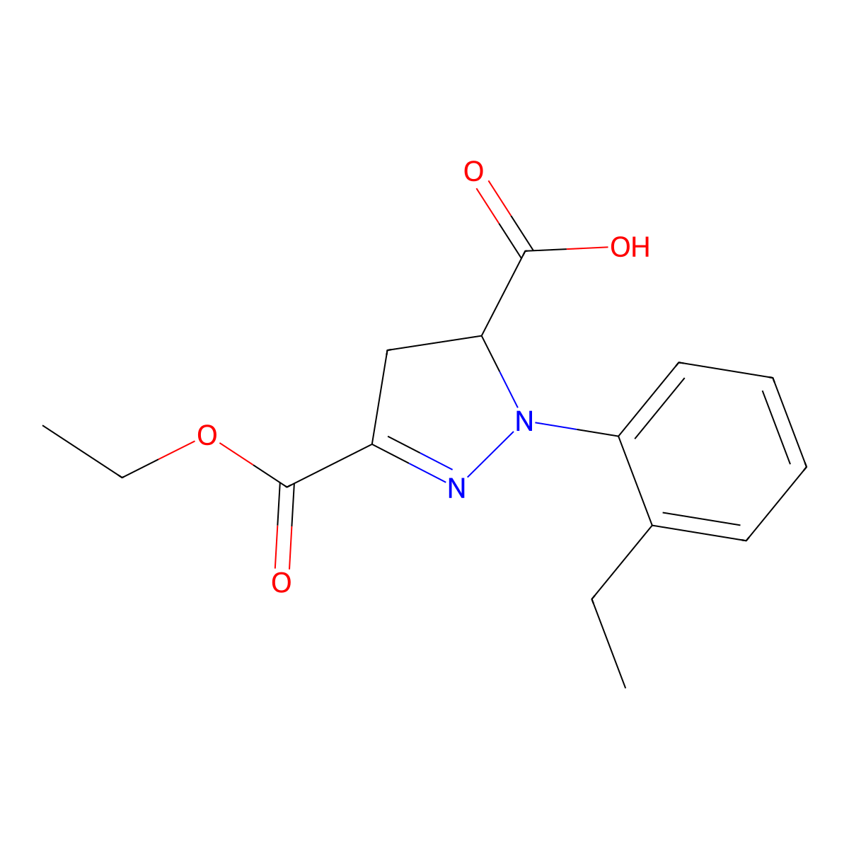 3-(Ethoxycarbonyl)-1-(2-ethylphenyl)-4,5-dihydro-1H-pyrazole-5-carboxylic acid molecular structure, CAS 1264041-87-3