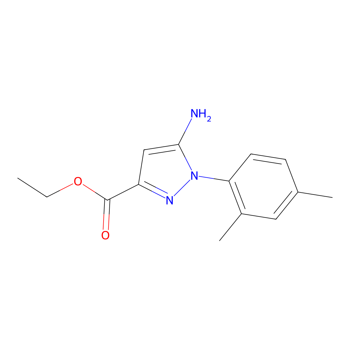 Ethyl 5-amino-1-(2,4-dimethylphenyl)-1H-pyrazole-3-carboxylate molecular structure, CAS 1264041-89-5