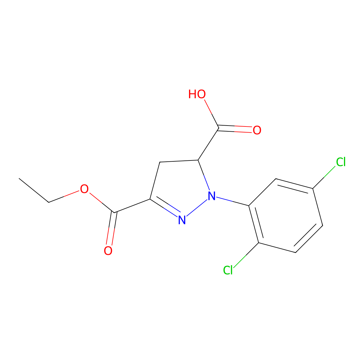 1-(2,5-Dichlorophenyl)-3-(ethoxycarbonyl)-4,5-dihydro-1H-pyrazole-5-carboxylic acid molecular structure, CAS 1264041-98-6