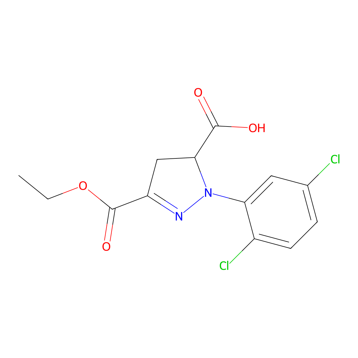 1-(2,5-Dichlorophenyl)-3-(ethoxycarbonyl)-4,5-dihydro-1H-pyrazole-5-carboxylic acid molecular structure, CAS 1264041-98-6