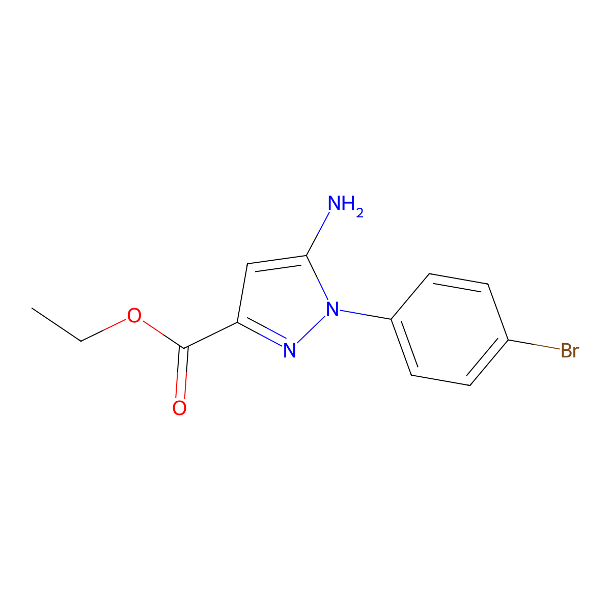 Ethyl 5-amino-1-(4-bromophenyl)-1H-pyrazole-3-carboxylate molecular structure, CAS 1264042-04-7