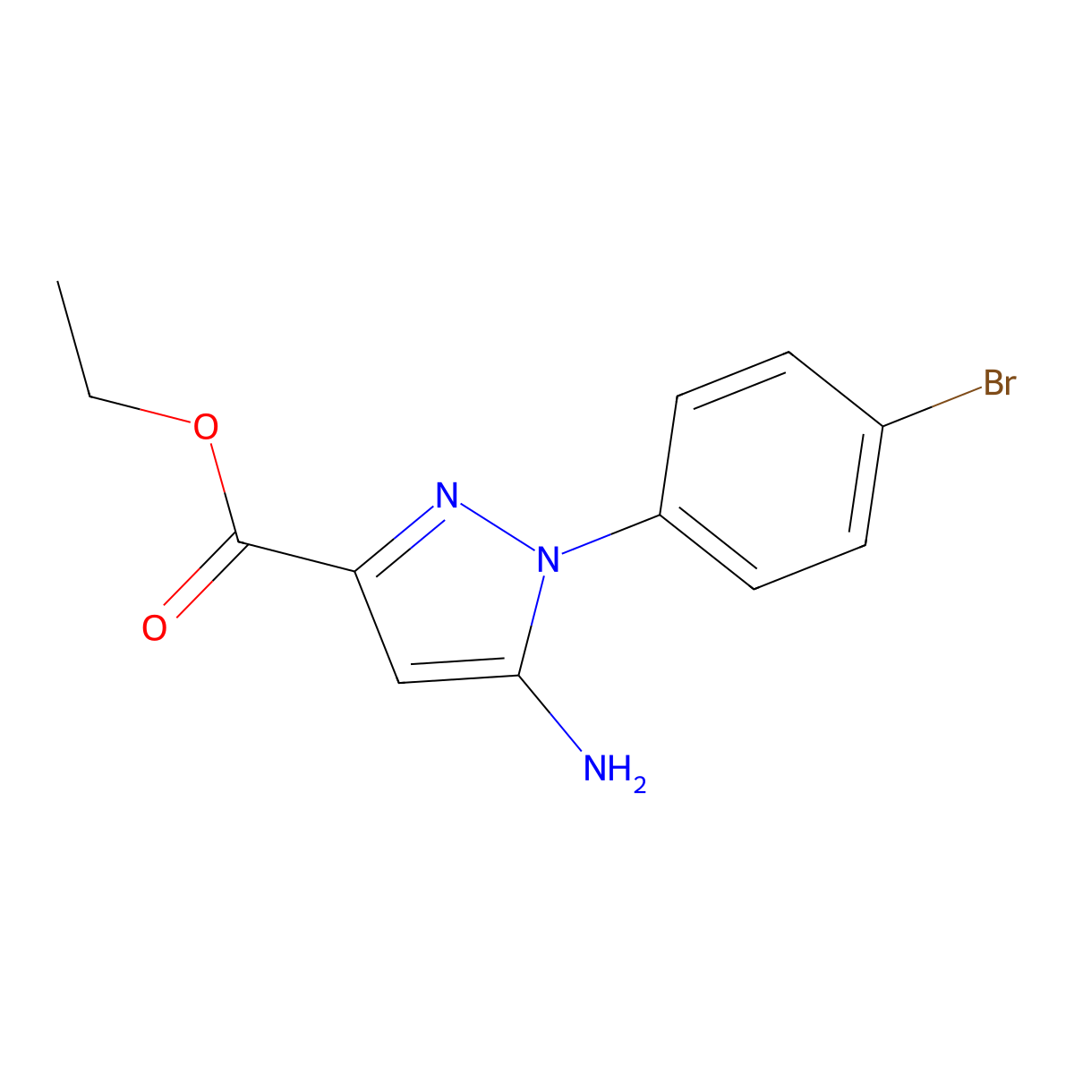 Ethyl 5-amino-1-(4-bromophenyl)-1H-pyrazole-3-carboxylate molecular structure, CAS 1264042-04-7