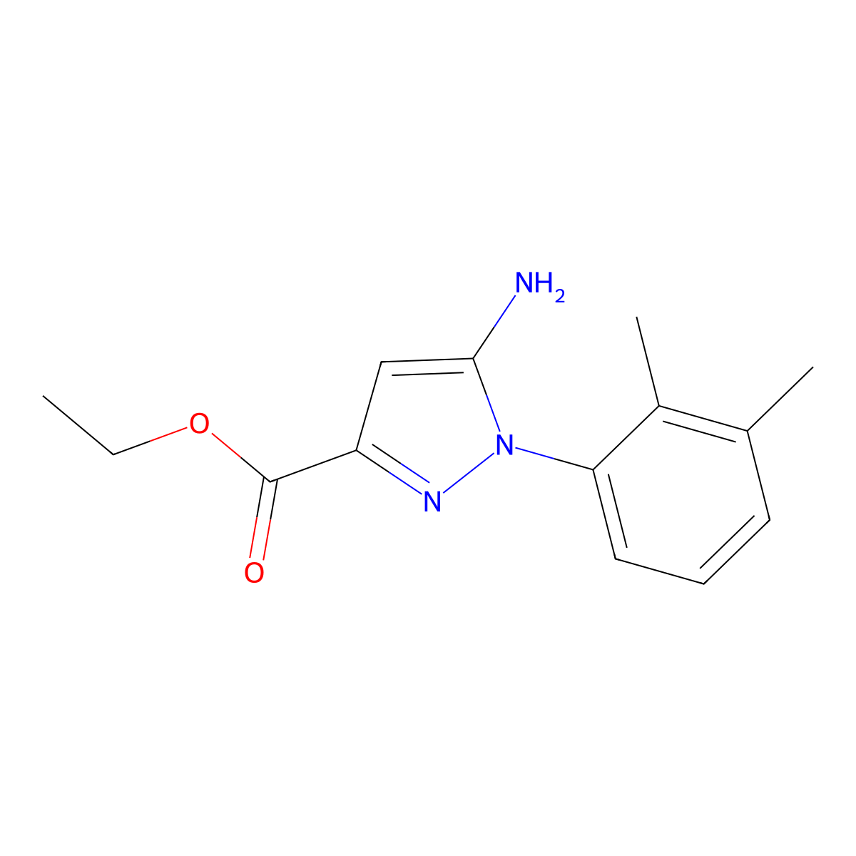 Ethyl 5-amino-1-(2,3-dimethylphenyl)-1H-pyrazole-3-carboxylate molecular structure, CAS 1264042-20-7