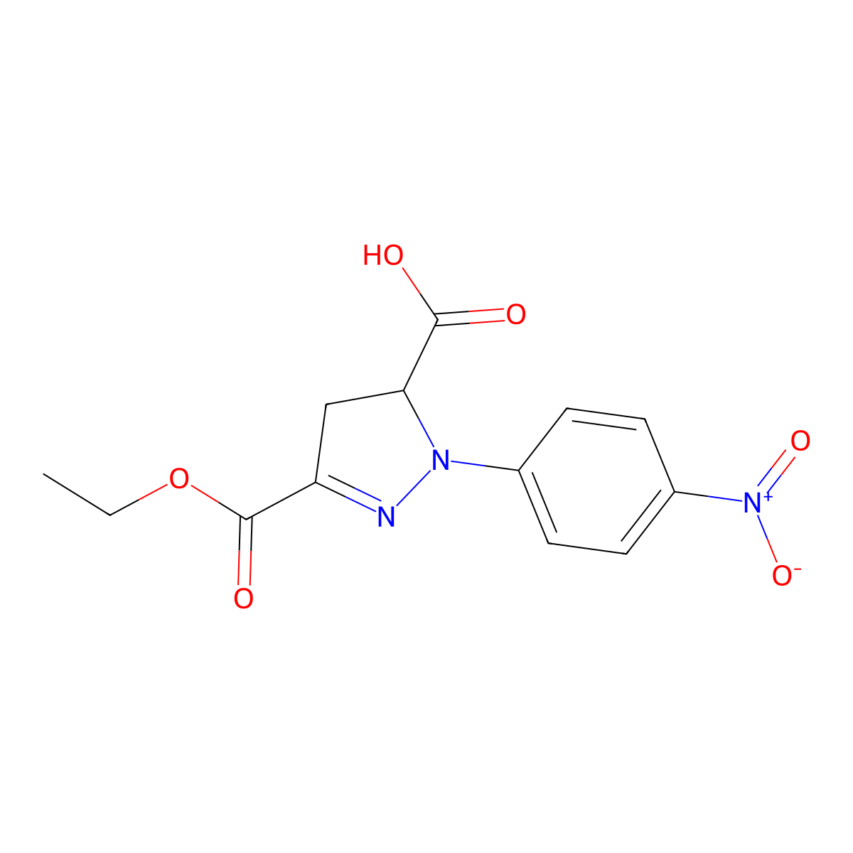 3-(Ethoxycarbonyl)-1-(4-nitrophenyl)-4,5-dihydro-1H-pyrazole-5-carboxylic acid molecular structure, CAS 1264042-47-8