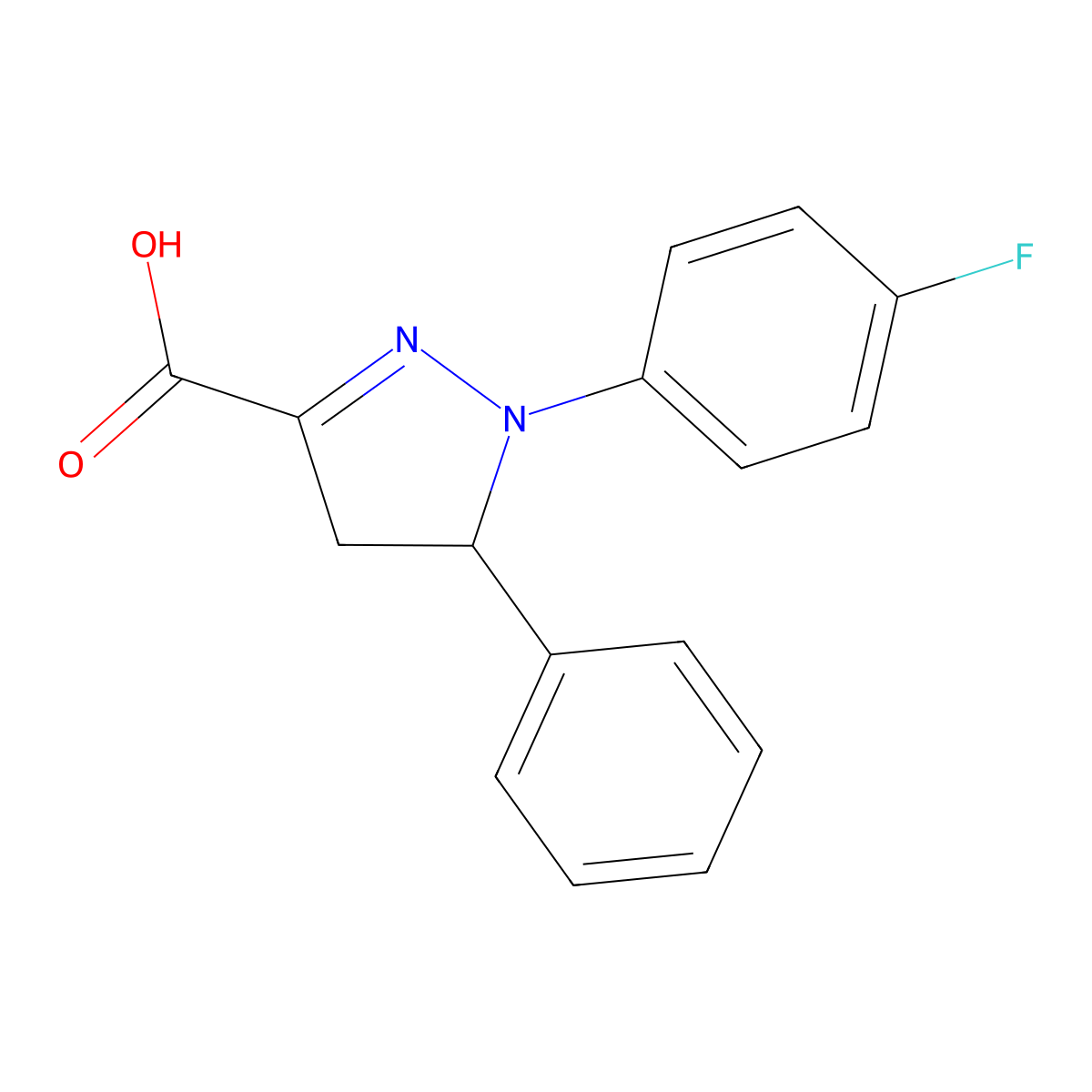 1-(4-Fluorophenyl)-5-phenyl-4,5-dihydro-1H-pyrazole-3-carboxylic acid molecular structure, CAS 1264042-71-8