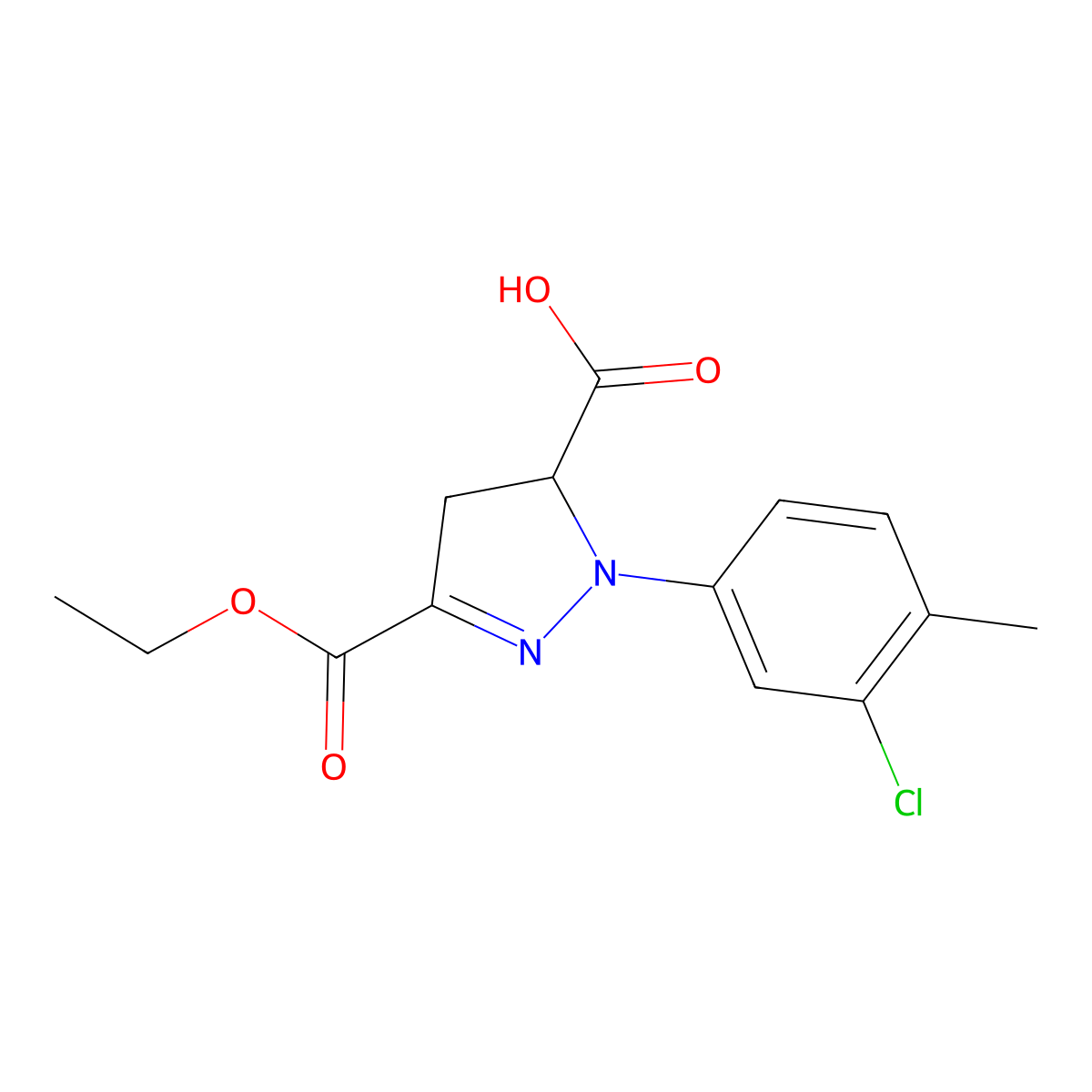 1-(3-Chloro-4-methylphenyl)-3-(ethoxycarbonyl)-4,5-dihydro-1H-pyrazole-5-carboxylic acid molecular structure, CAS 1264042-92-3