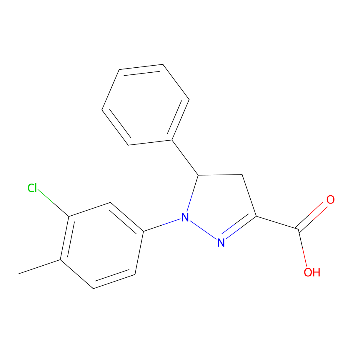 1-(3-Chloro-4-methylphenyl)-5-phenyl-4,5-dihydro-1H-pyrazole-3-carboxylic acid molecular structure, CAS 1264043-06-2