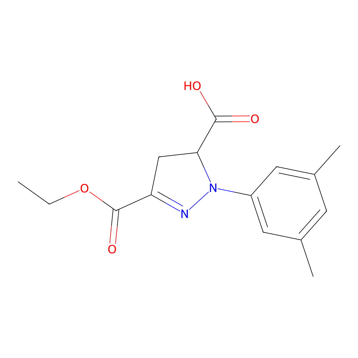 1-(3,5-Dimethylphenyl)-3-(ethoxycarbonyl)-4,5-dihydro-1H-pyrazole-5-carboxylic acid molecular structure, CAS 1264043-66-4