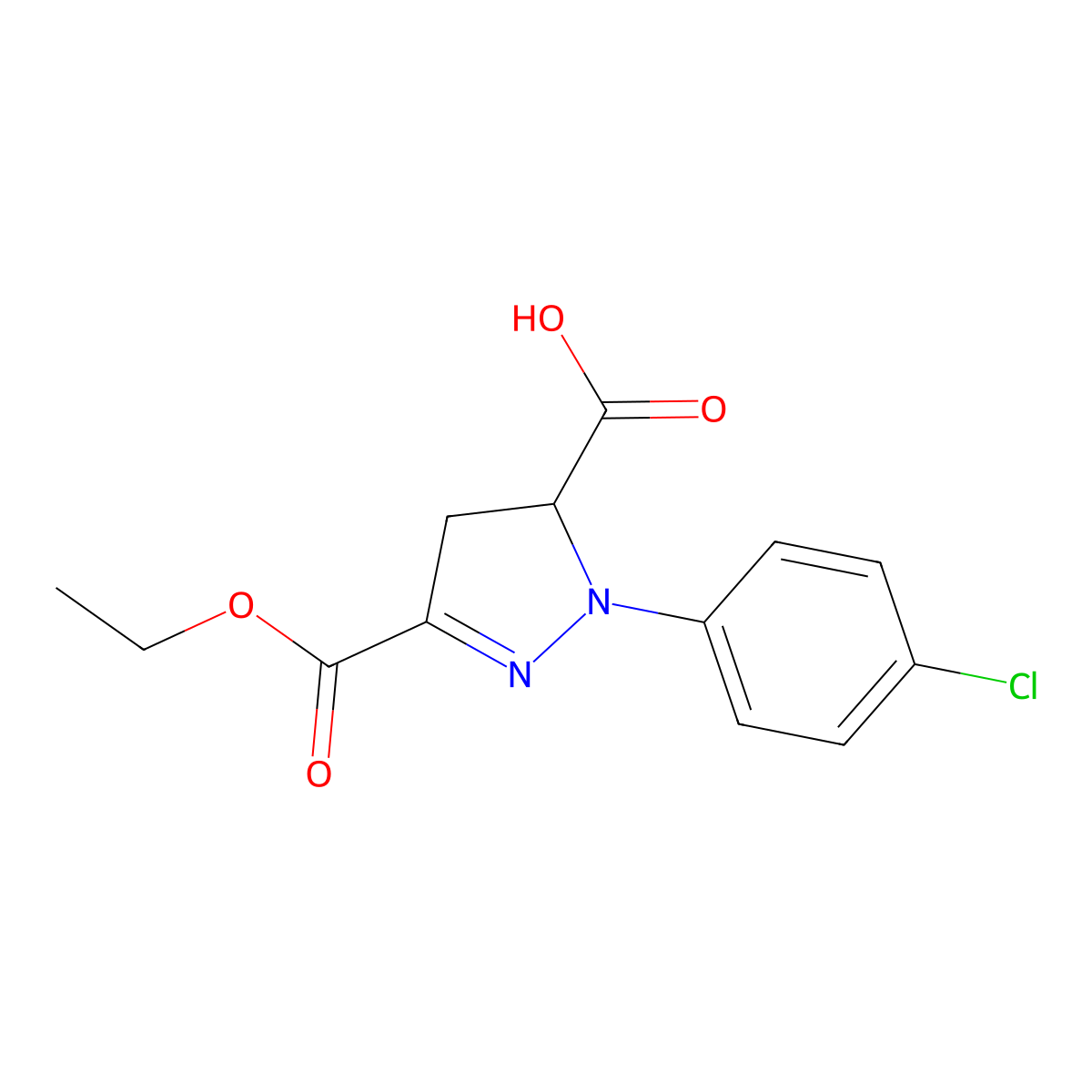 1-(4-Chlorophenyl)-3-(ethoxycarbonyl)-4,5-dihydro-1H-pyrazole-5-carboxylic acid molecular structure, CAS 1264043-89-1