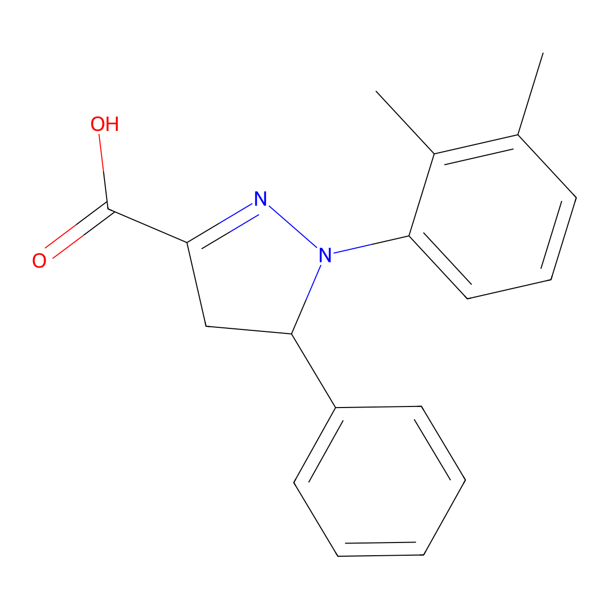 1-(2,3-Dimethylphenyl)-5-phenyl-4,5-dihydro-1H-pyrazole-3-carboxylic acid molecular structure, CAS 1264044-14-5