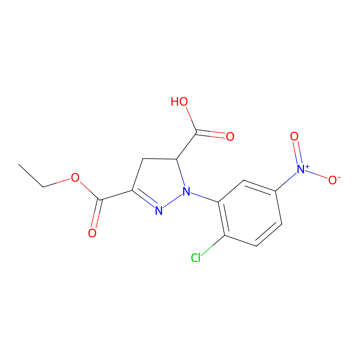 1-(2-Chloro-5-nitrophenyl)-3-(ethoxycarbonyl)-4,5-dihydro-1H-pyrazole-5-carboxylic acid molecular structure, CAS 1264044-32-7