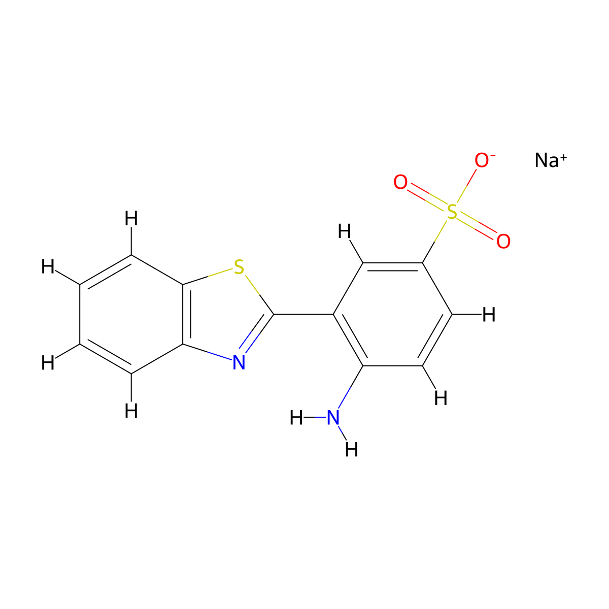 Sodium 4-amino-3-(1,3-benzothiazol-2-yl)benzene-1-sulfonate molecular structure, CAS 1264044-33-8
