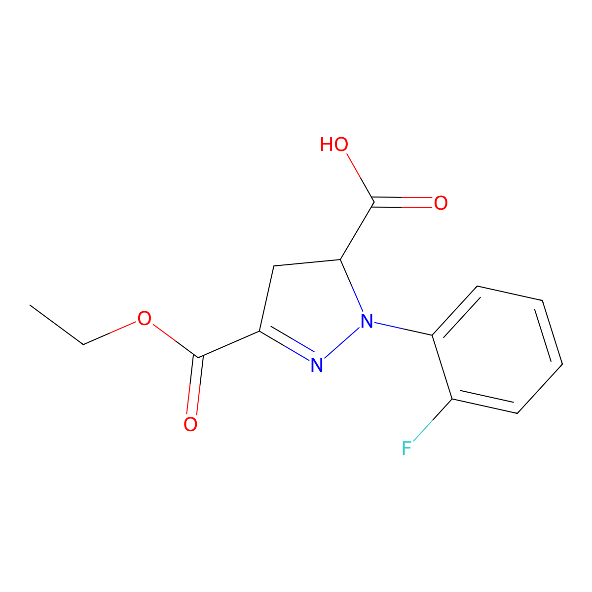 3-(Ethoxycarbonyl)-1-(2-fluorophenyl)-4,5-dihydro-1H-pyrazole-5-carboxylic acid molecular structure, CAS 1264044-47-4