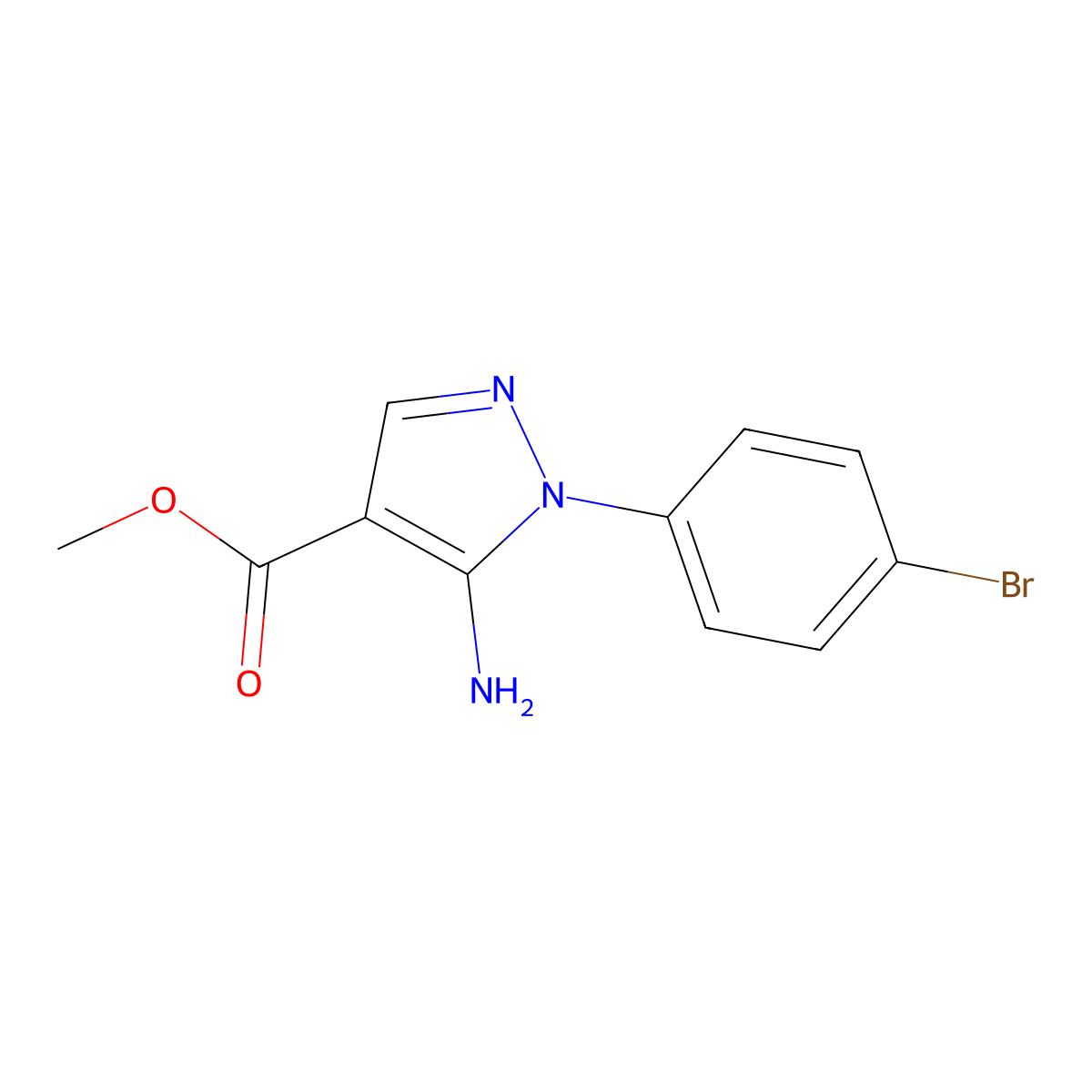 Methyl 5-amino-1-(4-bromophenyl)-1H-pyrazole-4-carboxylate molecular structure, CAS 1264044-55-4