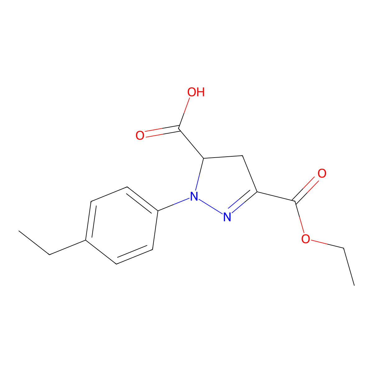 3-(Ethoxycarbonyl)-1-(4-ethylphenyl)-4,5-dihydro-1H-pyrazole-5-carboxylic acid molecular structure, CAS 1264045-13-7