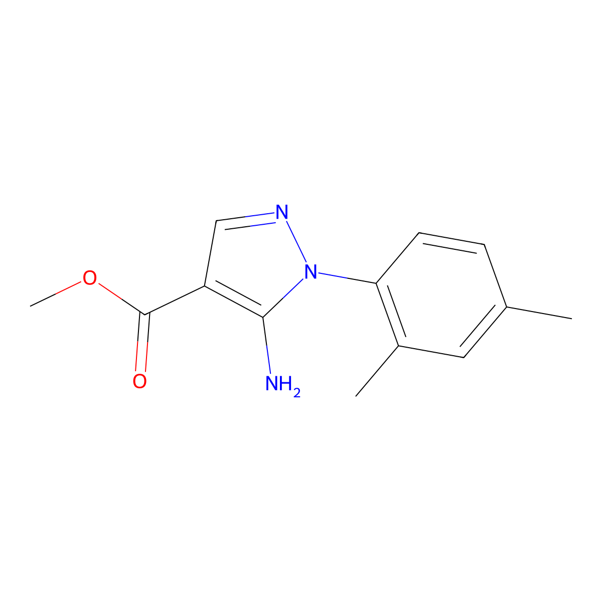 Methyl 5-amino-1-(2,4-dimethylphenyl)-1H-pyrazole-4-carboxylate molecular structure, CAS 1264045-25-1