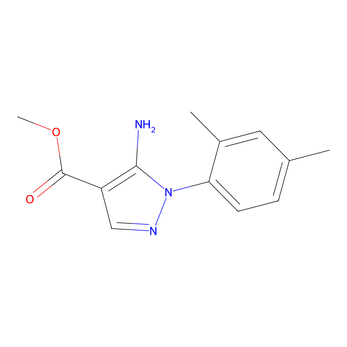Methyl 5-amino-1-(2,4-dimethylphenyl)-1H-pyrazole-4-carboxylate molecular structure, CAS 1264045-25-1