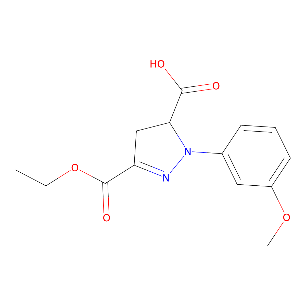 3-(Ethoxycarbonyl)-1-(3-methoxyphenyl)-4,5-dihydro-1H-pyrazole-5-carboxylic acid molecular structure, CAS 1264045-28-4
