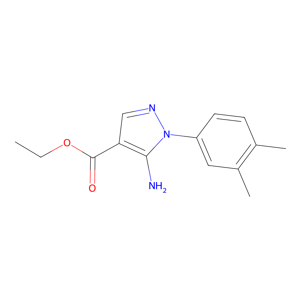 Ethyl 5-amino-1-(3,4-dimethylphenyl)-1H-pyrazole-4-carboxylate molecular structure, CAS 1264045-38-6