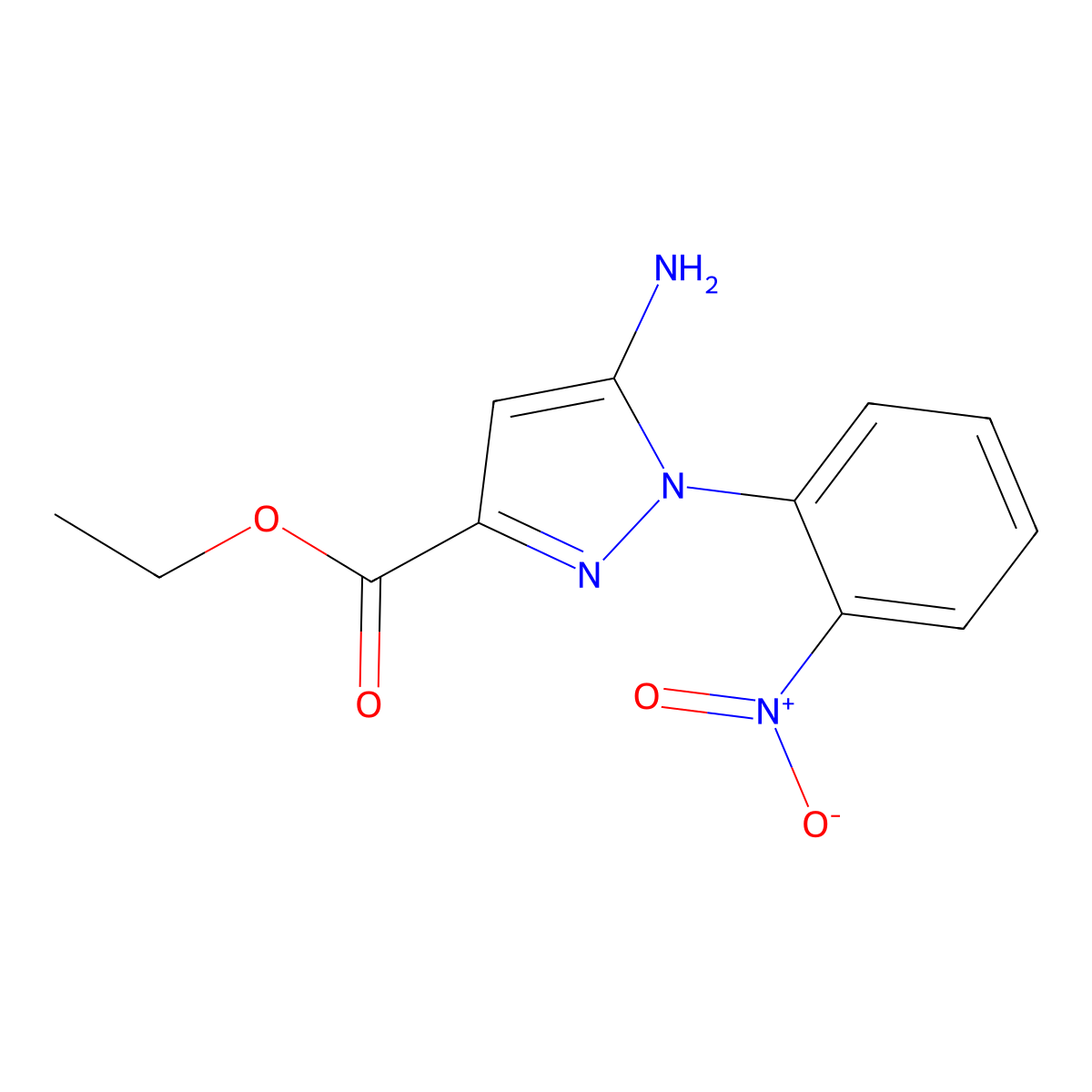 Ethyl 5-amino-1-(2-nitrophenyl)-1H-pyrazole-3-carboxylate molecular structure, CAS 1264045-48-8
