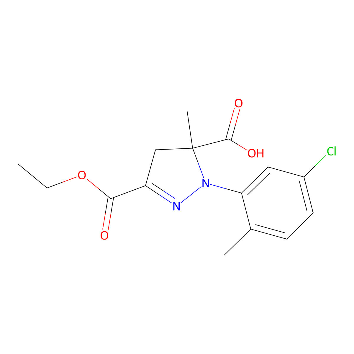 1-(5-Chloro-2-methylphenyl)-3-(ethoxycarbonyl)-5-methyl-4,5-dihydro-1H-pyrazole-5-carboxylic acid molecular structure, CAS 1264045-55-7