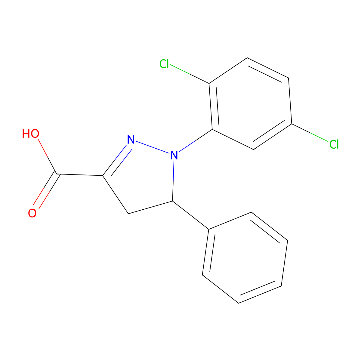 1-(2,5-Dichlorophenyl)-5-phenyl-4,5-dihydro-1H-pyrazole-3-carboxylic acid molecular structure, CAS 1264045-63-7