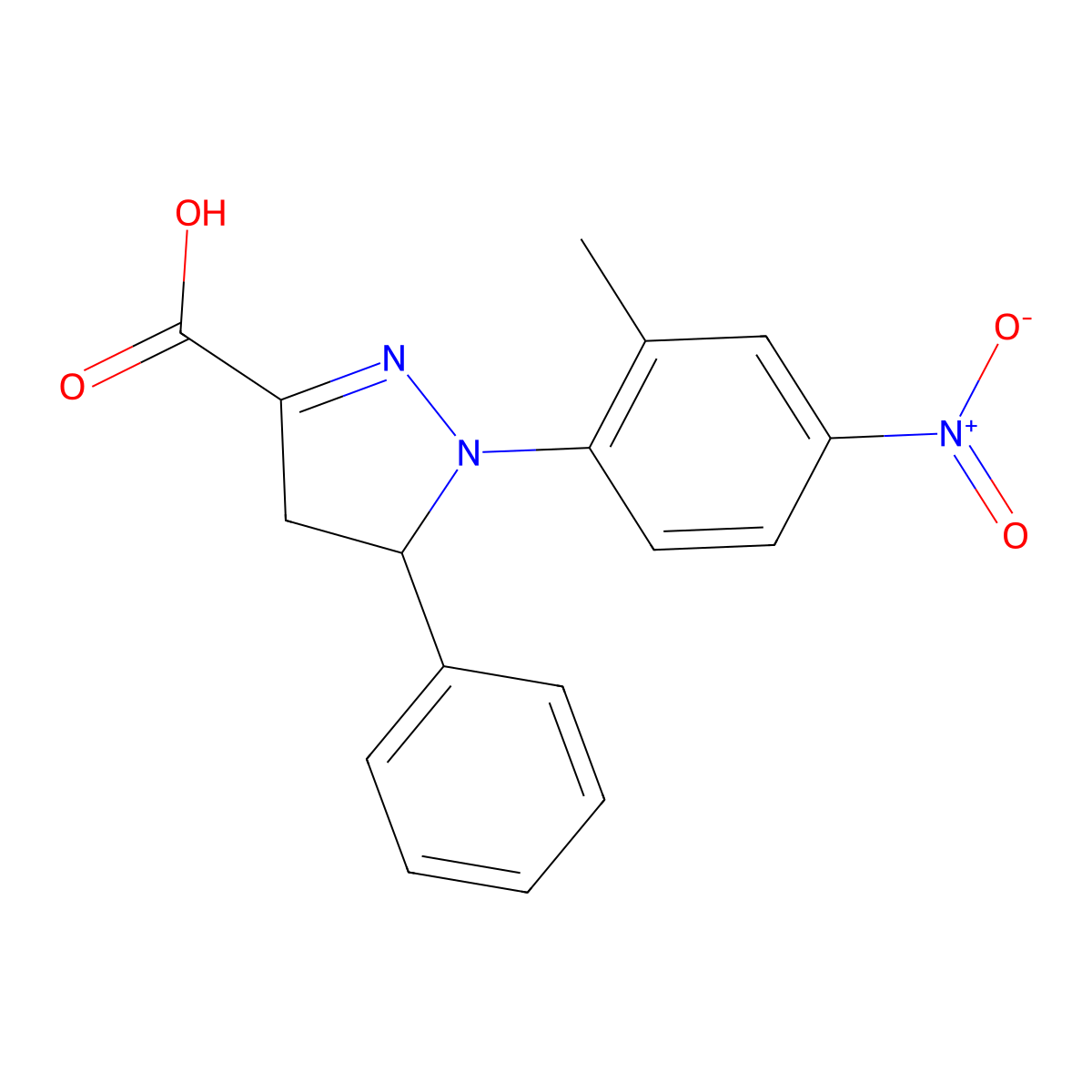 1-(2-Methyl-4-nitrophenyl)-5-phenyl-4,5-dihydro-1H-pyrazole-3-carboxylic acid molecular structure, CAS 1264045-84-2