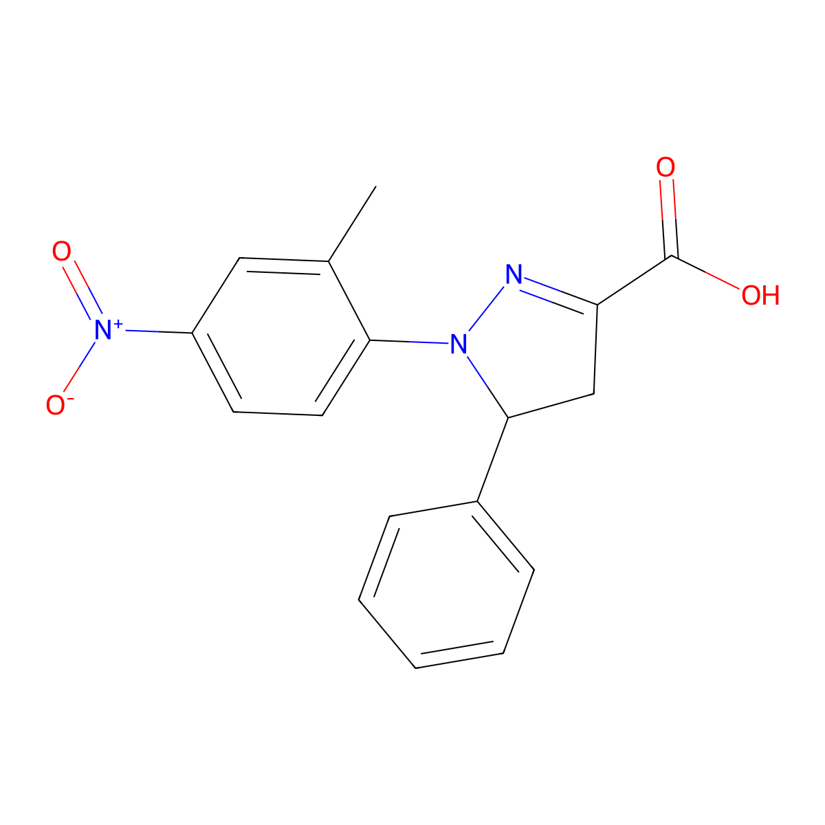 1-(2-Methyl-4-nitrophenyl)-5-phenyl-4,5-dihydro-1H-pyrazole-3-carboxylic acid molecular structure, CAS 1264045-84-2